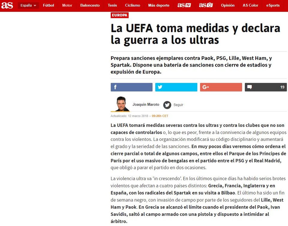 «Απειλή τιμωρίας στον ΠΑΟΚ από την UEFA» | iefimerida.gr 0