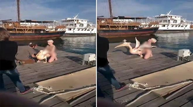 Απίστευτο: Ρωσίδα γυμνή με πελεκάνο στο λιμανάκι της Πάφου [εικόνες] | iefimerida.gr 1