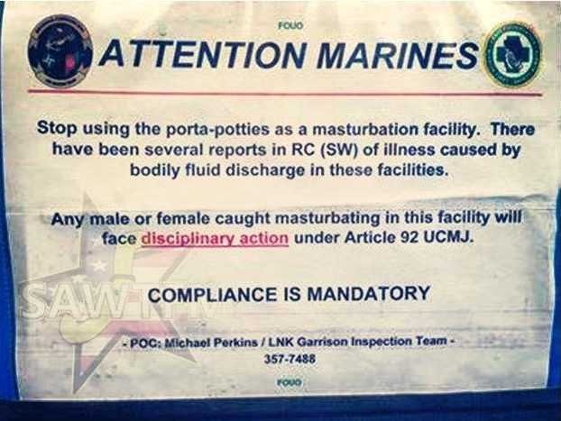 Απίστευτη απαγόρευση του στρατού των ΗΠΑ προς τους πεζοναύτες στο Αφγανιστάν: «Μην αυνανίζεστε  στις τουαλέτες» [εικόνα]   | iefimerida.gr 0