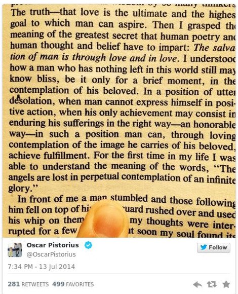 Ο Πιστόριους έσπασε τη διαδικτυακή σιωπή του: Επέστρεψε στο Twitter με τέσσερα παράξενα μηνύματα [εικόνες] | iefimerida.gr 1