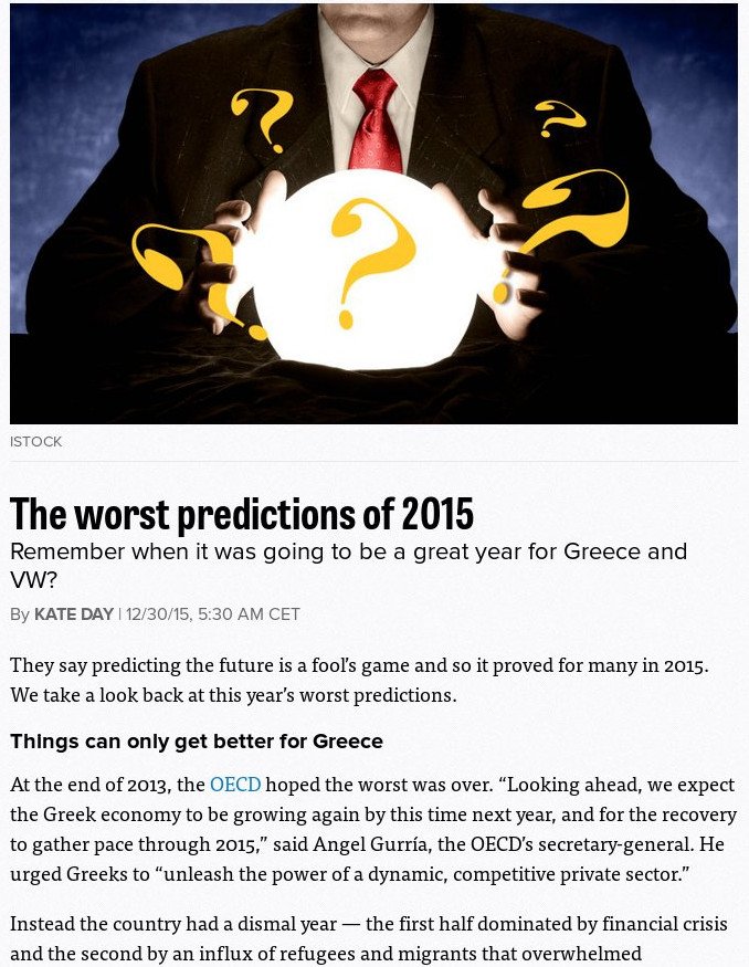 Politico: Ποιος έλεγε ότι το 2015 «η Ελλάδα θα πάει καλά» -Οι χειρότερες προβλέψεις για το έτος που φεύγει | iefimerida.gr 0