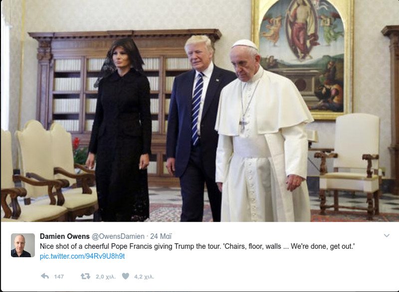 Mουτρωμένος o Πάπας στη συνάντηση με τον Τραμπ -Τι έκανε όταν συναντούσε τον Ομπάμα [εικόνες] | iefimerida.gr 1