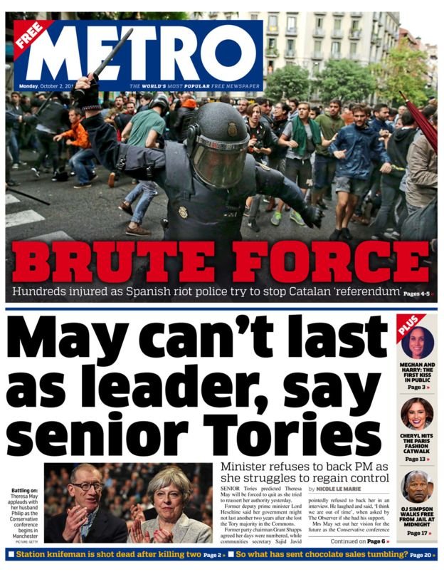 «Ωμή βία» -Σοκαρισμένος ο διεθνής Τύπος από το αιματοβαμμένο δημοψήφισμα στην Καταλονία -Τα πρωτοσέλιδα [εικόνες] | iefimerida.gr 6