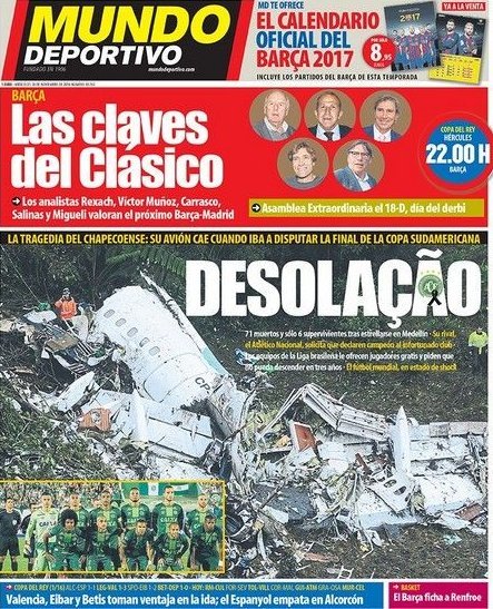 Συγκλονιστικά πρωτοσέλιδα για την αεροπορική τραγωδία στην Κολομβία [εικόνες] | iefimerida.gr 2