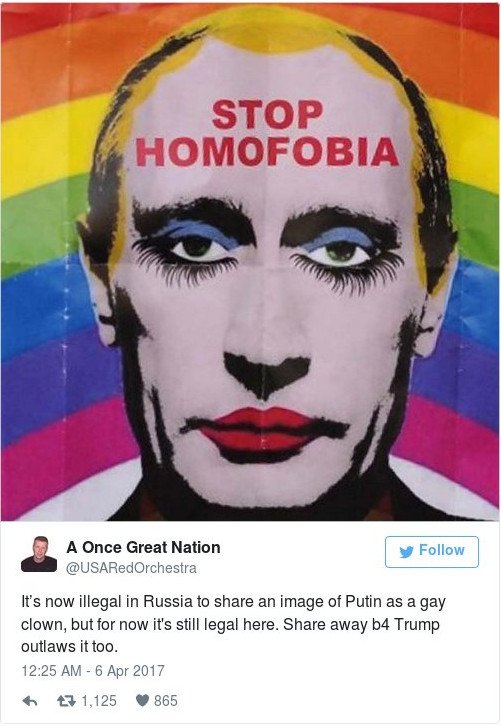 Απαγορεύτηκε στη Ρωσία αυτή η εικόνα -Δείχνει τον Πούτιν βαμμένο και gay [εικόνες] | iefimerida.gr 2