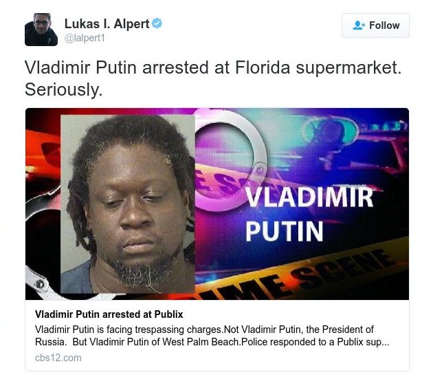 Ο Βλαντιμίρ Πούτιν συλλαμβάνεται στη Φλόριντα των ΗΠΑ και η είδηση γίνεται «viral» στο διαδίκτυο [εικόνες&βίντεο] | iefimerida.gr 0