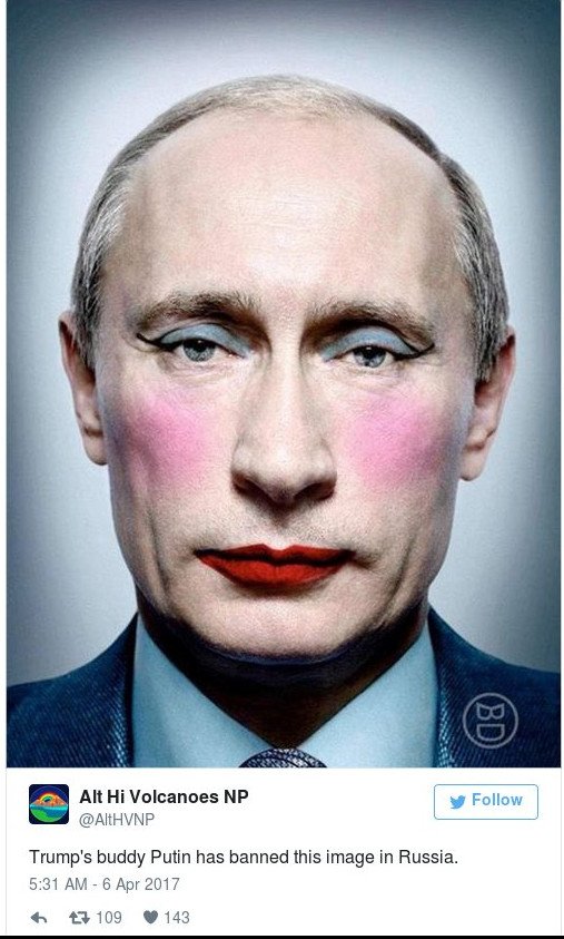 Απαγορεύτηκε στη Ρωσία αυτή η εικόνα -Δείχνει τον Πούτιν βαμμένο και gay [εικόνες] | iefimerida.gr 3