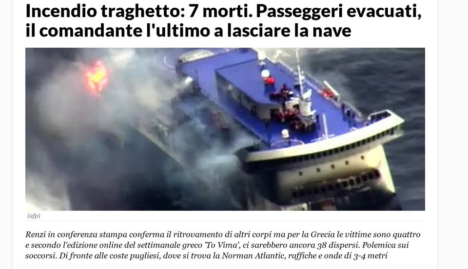 La Repubblica: Ελληνες οι 4 από τους νεκρούς του Norman Atlantic | iefimerida.gr 0