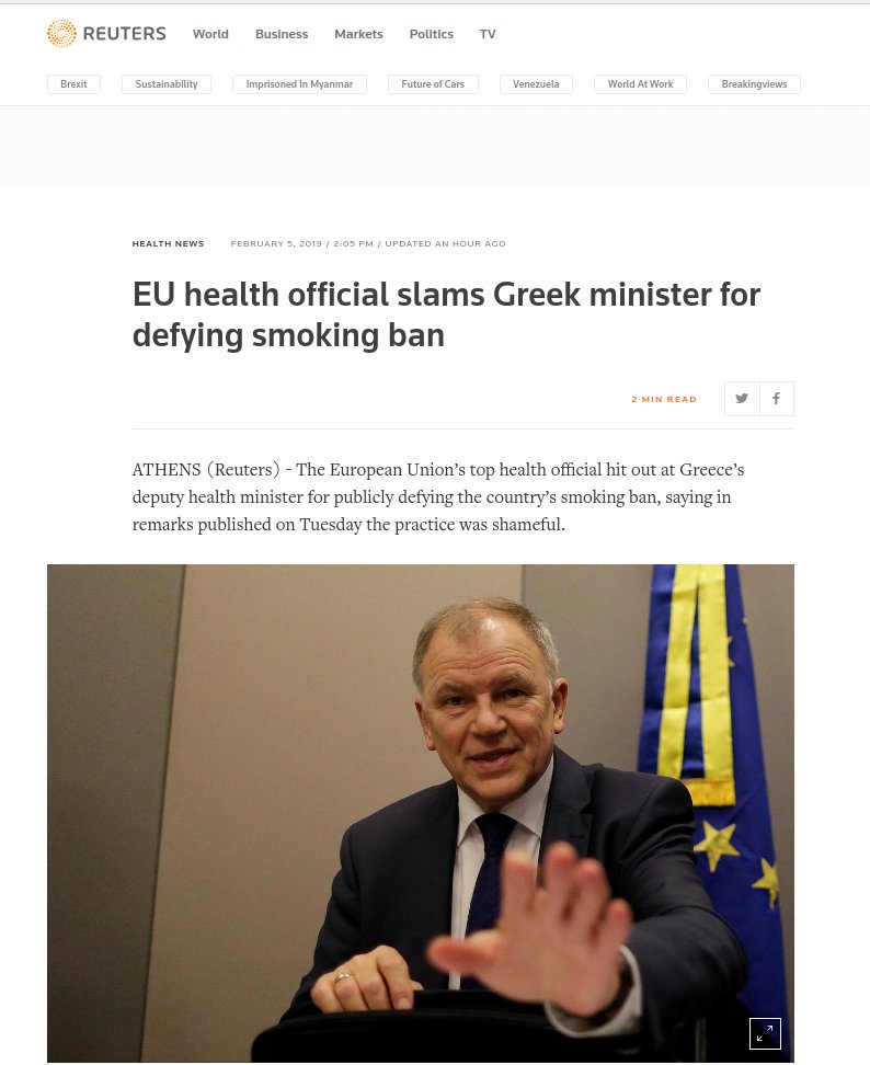 Θέμα στο Reuters η έκρηξη του Επιτρόπου Υγείας κατά του Πολάκη για το κάπνισμα -«Του τα έχωσε...» [εικόνα] | iefimerida.gr 0