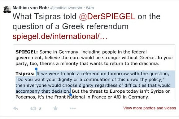 Το Spiegel υπενθυμίζει: Τι απάντησε σε εμάς ο Τσίπρας για το δημοψήφισμα [εικόνα] | iefimerida.gr 0