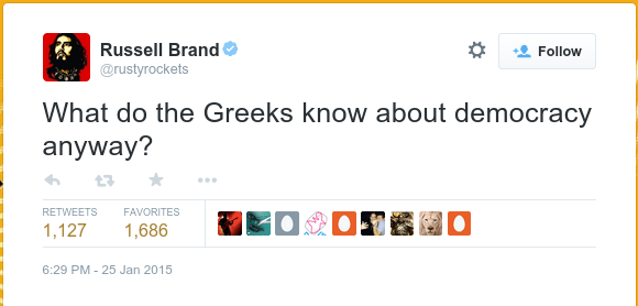 «Θα ψήφιζα ΣΥΡΙΖΑ»: Τα απανωτά tweets του Ράσελ Μπραντ για τις εκλογές [εικόνες] | iefimerida.gr 1