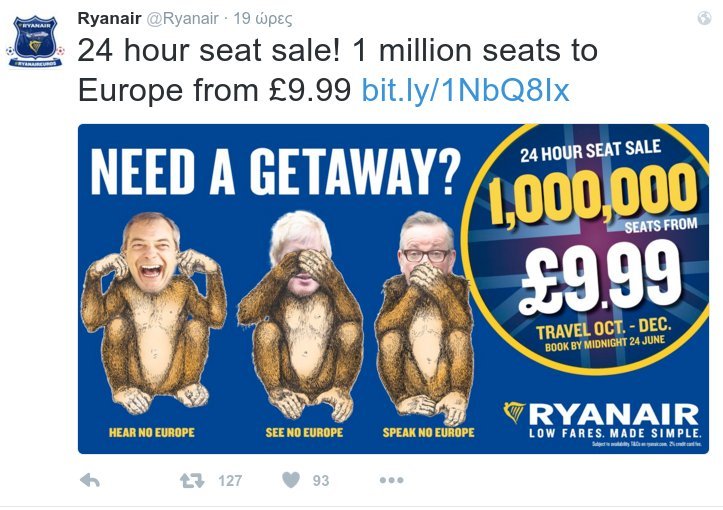 Η απίστευτη διαφήμιση της Ryanair: «Αποδράστε από την Βρετανία για την Ευρώπη με 9,99 λίρες» | iefimerida.gr 1