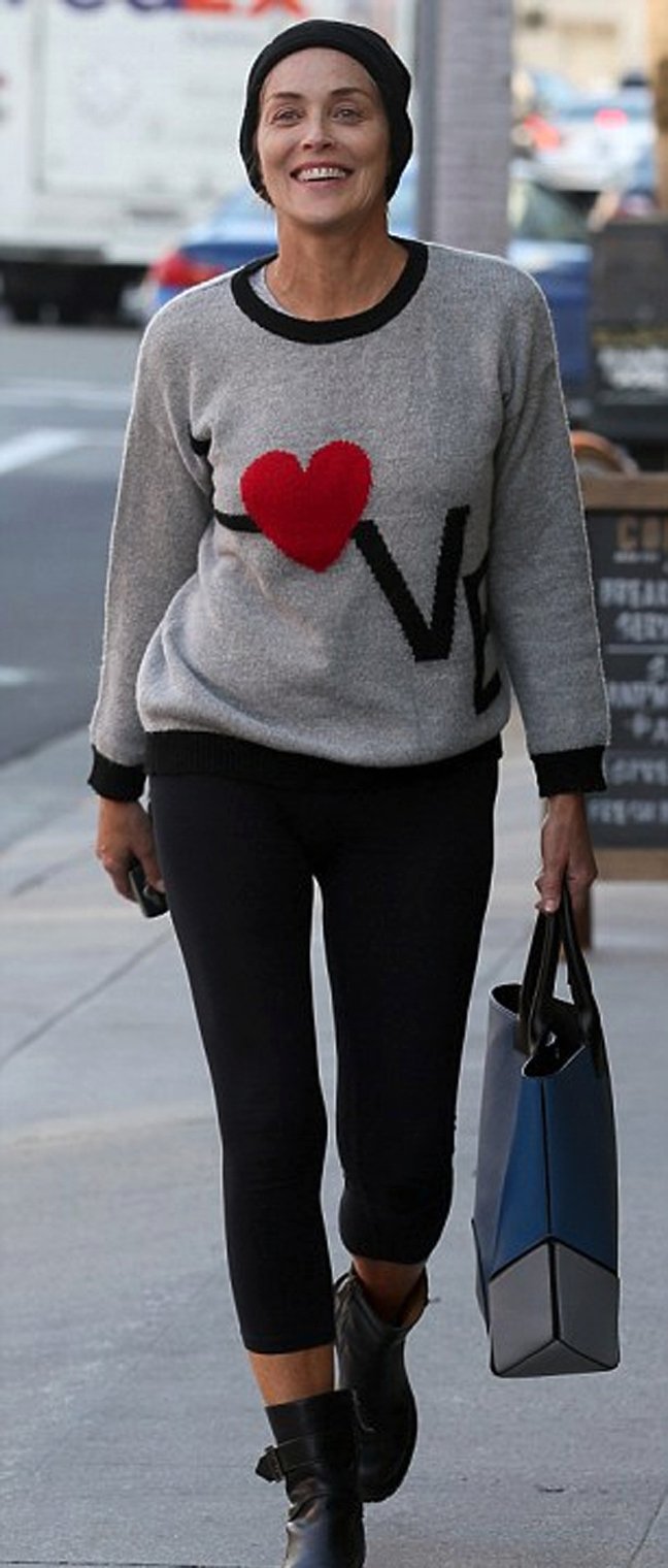 Δείτε την 57χρονη Σάρον Στόουν άβαφη με σκουφάκι και πουλόβερ [εικόνες] | iefimerida.gr 2