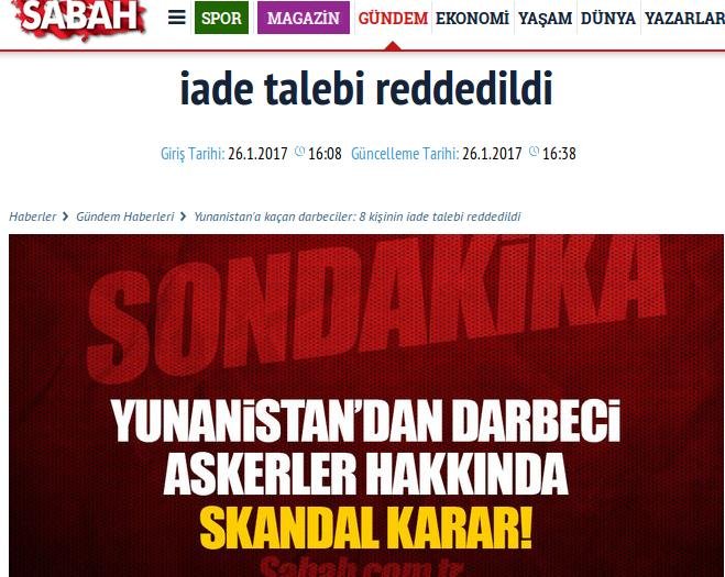 Τι λέει ο τουρκικός Τύπος για το «όχι» στην έκδοση των 8 Τούρκων | iefimerida.gr 0