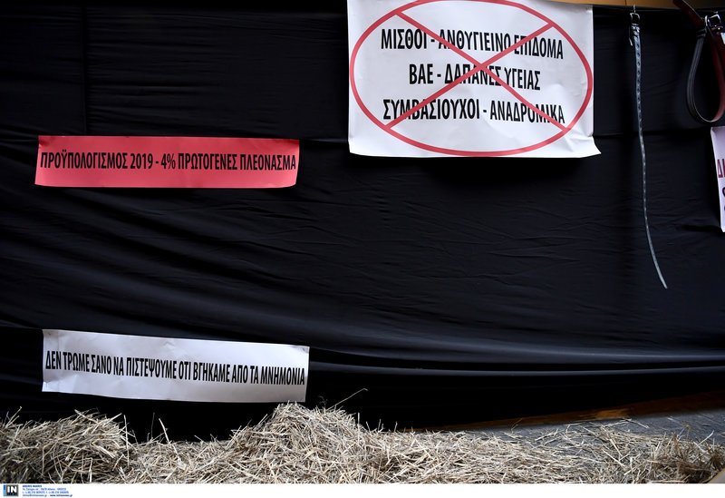 Η ΠΟΕΔΗΝ πέταξε σανό έξω από το υπουργείο Οικονομικών [εικόνες] | iefimerida.gr 3