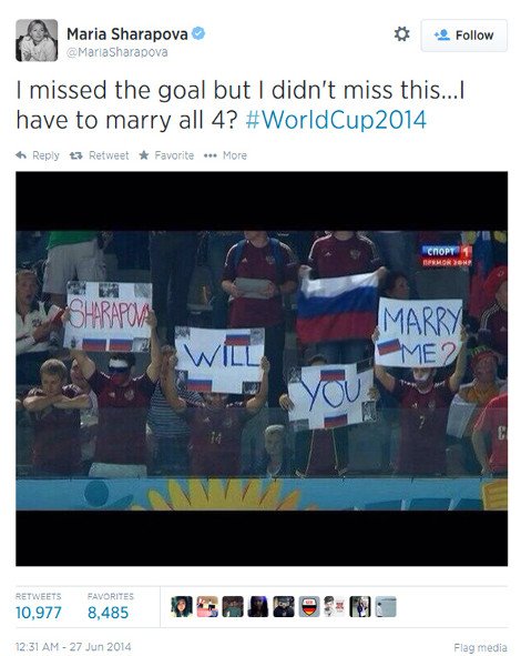 Κι άλλη πρόταση γάμου μέσω Μουντιάλ: Σαράποβα θέλεις να με παντρευτείς; -Τι απάντησε η τενίστρια [εικόνες] | iefimerida.gr 1