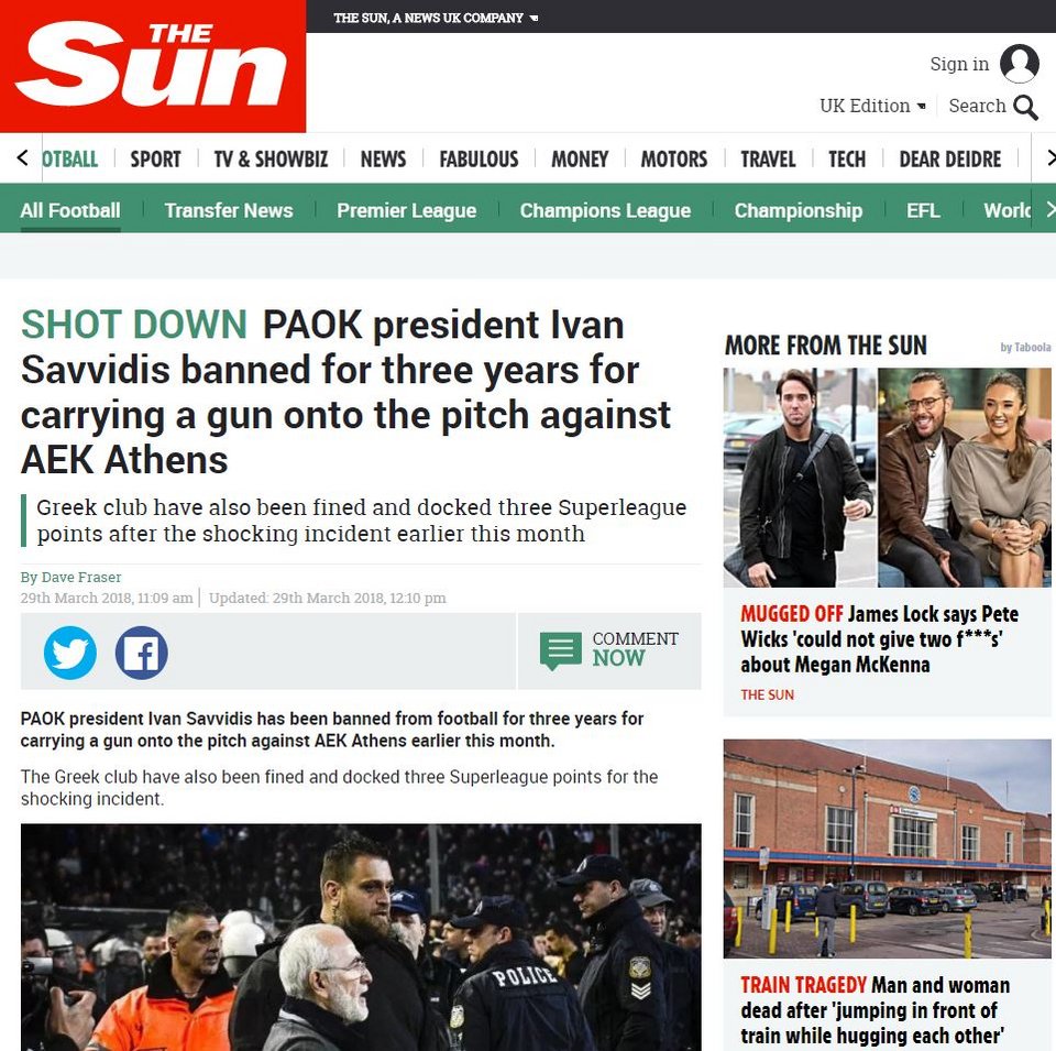 Τι γράφουν τα ξένα ΜΜΕ για την ποινή στον Ιβάν Σαββίδη και τον ΠΑΟΚ [εικόνες] | iefimerida.gr 2