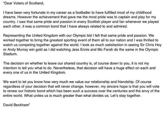 Ακόμη και ο Ντέιβιντ Μπέκαμ προσπαθεί να πείσει τους Σκωτσέζους: Μείνετε μαζί μας! [εικόνα] | iefimerida.gr 0
