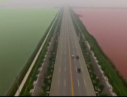 Η δίχρωμη «Νεκρά Θάλασσα» της Κίνας συναρπάζει -Μισή ροζ, μισή πράσινη [εικόνες & βίντεο]  | iefimerida.gr 1