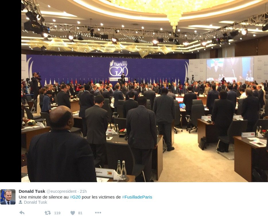 Ενός λεπτού σιγή για τα θύματα στο Παρίσι: Απόλυτη σιωπή από άκρη σε άκρη της Γαλλίας -Και στους G20 [εικόνες] | iefimerida.gr 19