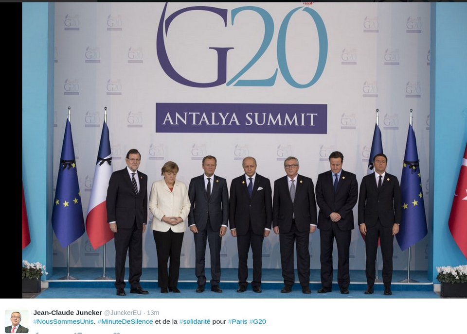 Ενός λεπτού σιγή για τα θύματα στο Παρίσι: Απόλυτη σιωπή από άκρη σε άκρη της Γαλλίας -Και στους G20 [εικόνες] | iefimerida.gr 20