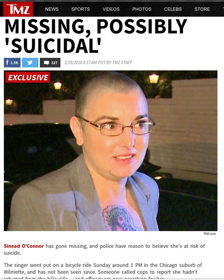 Βρέθηκε η Σινίντ Ο' Κόνορ -Είχε εξαφανιστεί από την Κυριακή  | iefimerida.gr 0