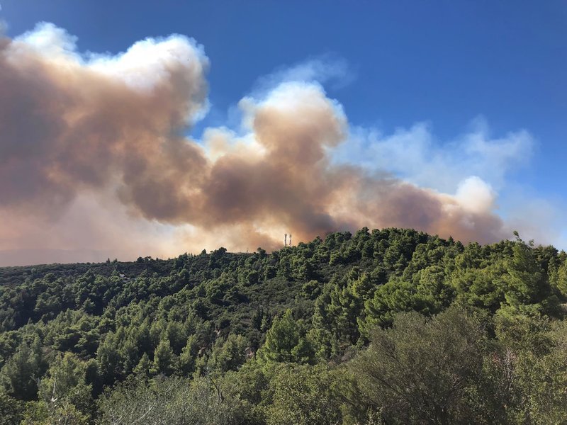 Το μέτωπο της φωτιάς είναι μεγάλο, λόγω των ισχυρών ανέμων, ενώ την κατάσταση δυσχεραίνει η διακοπή ηλεκτροδότησης στην περιοχή