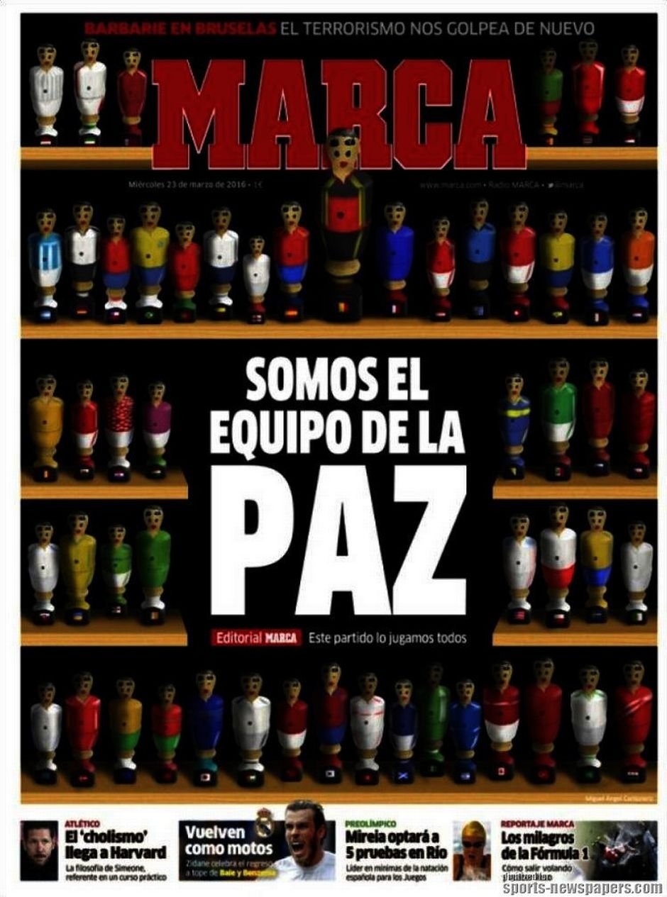 Συγκλονιστικό πρωτοσέλιδο της «Marca» για την τρομοκρατία: Είμαστε η ομάδα της Ειρήνης [εικόνα] | iefimerida.gr 0