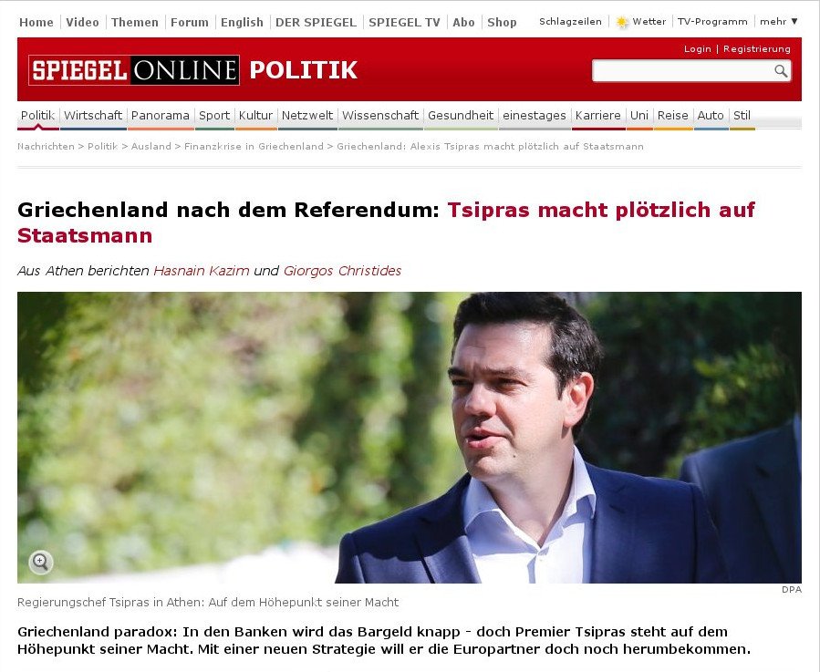 Spiegel: Η δημοτικότητα του Τσίπρα αυξήθηκε με το δημοψήφισμα, αλλά αυτό μπορεί να μην διαρκέσει πολύ | iefimerida.gr 0