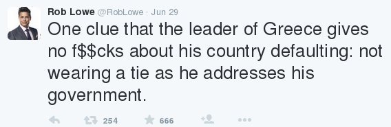 O Ρομπ Λόου τουϊτάρει: Ο Τσίπρας δεν δίνει δεκάρα για τη χρεοκοπία της Ελλάδας [εικόνες] | iefimerida.gr 2