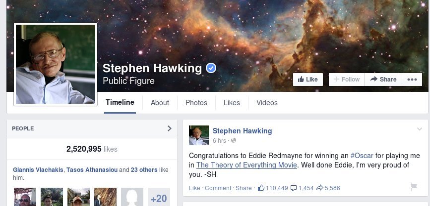 Οσκαρ 2015: Τα συγχαρητήρια και τα δάκρυα του Στίβεν Χόκινγκ για την ερμηνεία και το βραβείο του Εντι Ρέντμεϊν [εικόνα] | iefimerida.gr 0