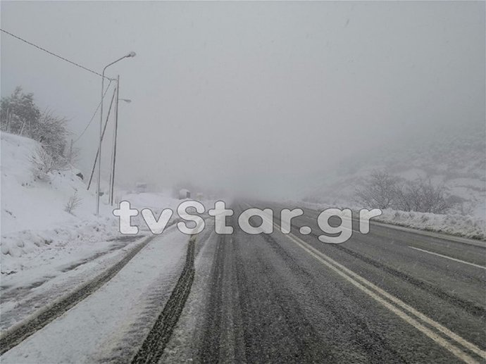 Εντονη χιονόπτωση στη Στερεά, φωτογραφία: tvstar