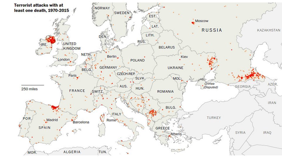 Τα τρομοκρατικά χτυπήματα στην Ευρώπη -45 χρόνια, 10.537 νεκροί σε 18.803 επιθέσεις [χάρτης] | iefimerida.gr 0