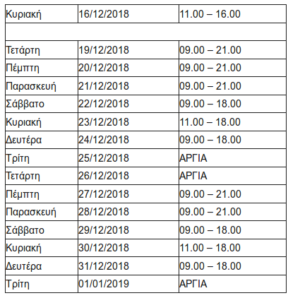 Το εορταστικό ωράριο λειτουργίας των καταστημάτων που προτείνει ο Εμπορικός Σύλλογος Αθηνών