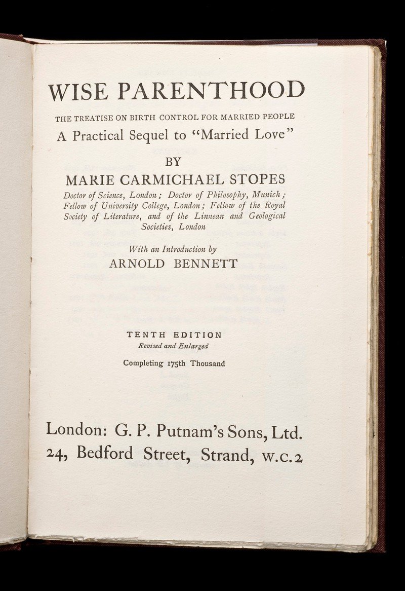 Το βιβλίο της «Wise Parenthood: A Book For Married People»