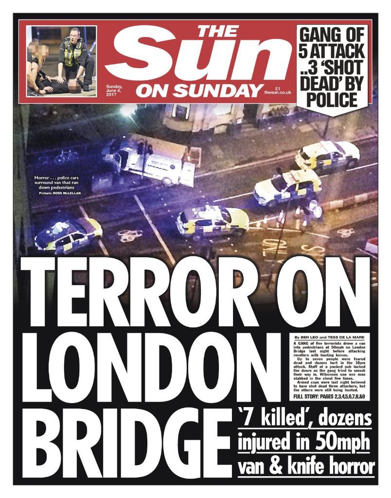 «Τρόμος στη Γέφυρα του Λονδίνου» -Το εξώφυλλο της Sun για το μακελειό [εικόνα] | iefimerida.gr 0