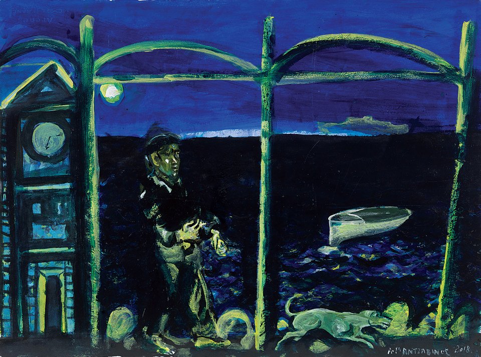 .ΜΑΝΤΖΑΒΙΝΟΣ_Το Ρολόι I, Λάδι σε Χαρτί, 57x76 εκ., 2018