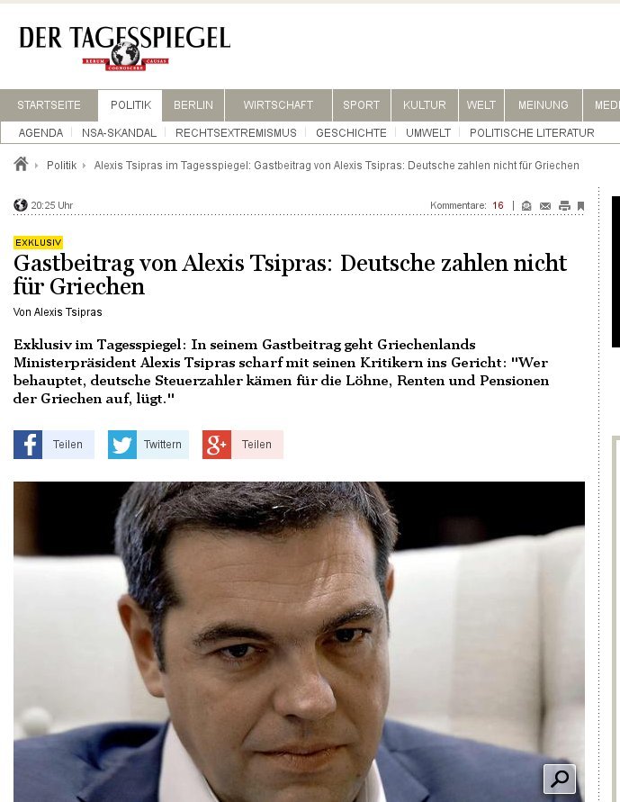 Αρθρο Τσίπρα προς τον γερμανικό λαό: Δεν πληρώνετε εσείς τους Ελληνες | iefimerida.gr 0