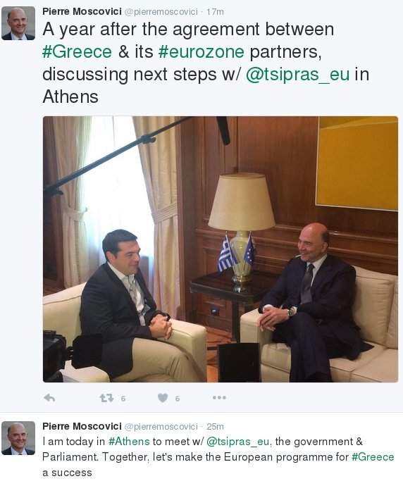 Το tweet Μοσκοβισί πριν από το τετ α τετ με τον Τσίπρα στο Μέγαρο Μαξίμου | iefimerida.gr 0