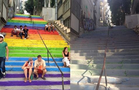 Ποιός φοβάται τα χρώματα στην Τουρκία; Το νέο κίνημα της Πλατείας Ταξίμ γεννήθηκε, βάφουν τα σκαλιά στα χρώματα του ουράνιου τόξου [εικόνες] | iefimerida.gr 1