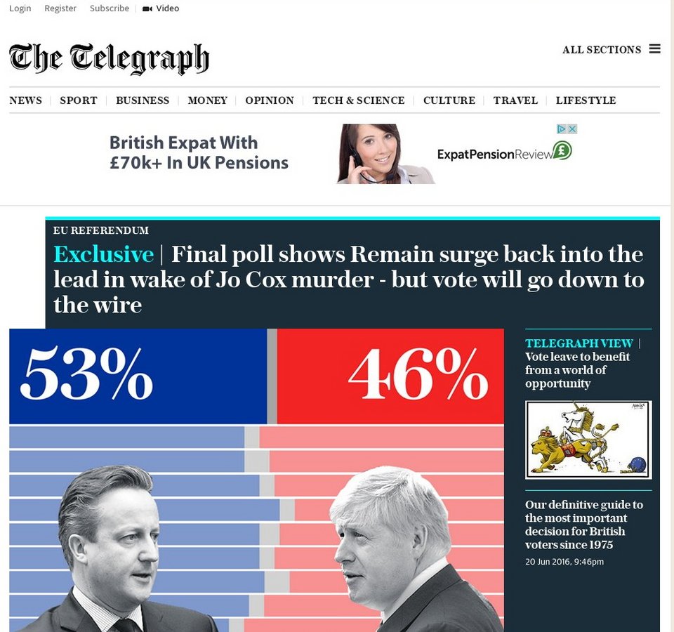 Η Telegraph υπέρ του Brexit: «Για να ωφεληθούμε από έναν κόσμο γεμάτο ευκαιρίες» | iefimerida.gr 0