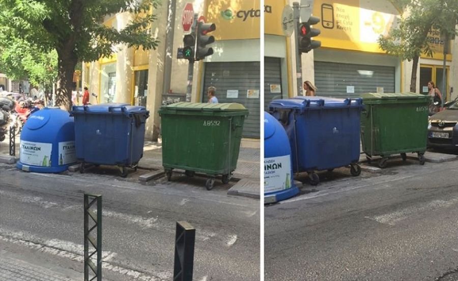 Παγκόσμια πρωτοτυπία στη Θεσσαλονίκη: Eφτιαξαν θέσεις για κάδους σε ...διάβαση πεζών [εικόνες] | iefimerida.gr 1