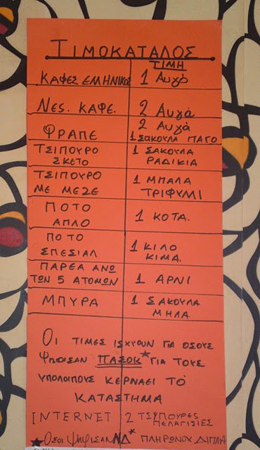 Απίθανος τιμοκατάλογος σε καφενείο στην Πτολεμαϊδα [εικόνα] | iefimerida.gr 0