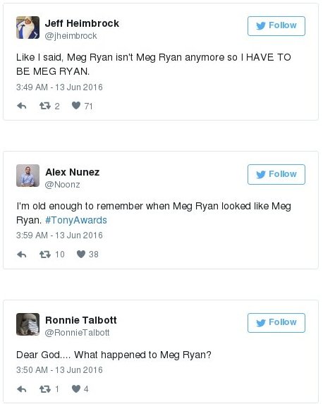 H Μεγκ Ράιαν με πρησμένο πρόσωπο (από τις πλαστικές) στα Tony -Ξεσάλωσε το Twitter [εικόνες]  | iefimerida.gr 3