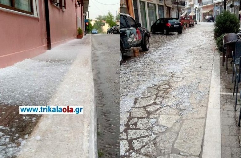 Ισχυρή χαλαζόπτωση στα Τρίκαλα -Το «έστρωσε» στους δρόμους [εικόνες & βίντεο] | iefimerida.gr 0