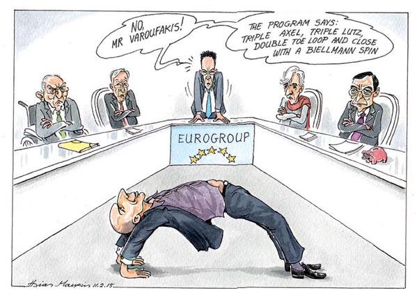 Οι προσπάθειες του Γιάνη Βαρουφάκη στο Eurogroup για μία συμφωνία... γέφυρα [σκίτσο] | iefimerida.gr 0