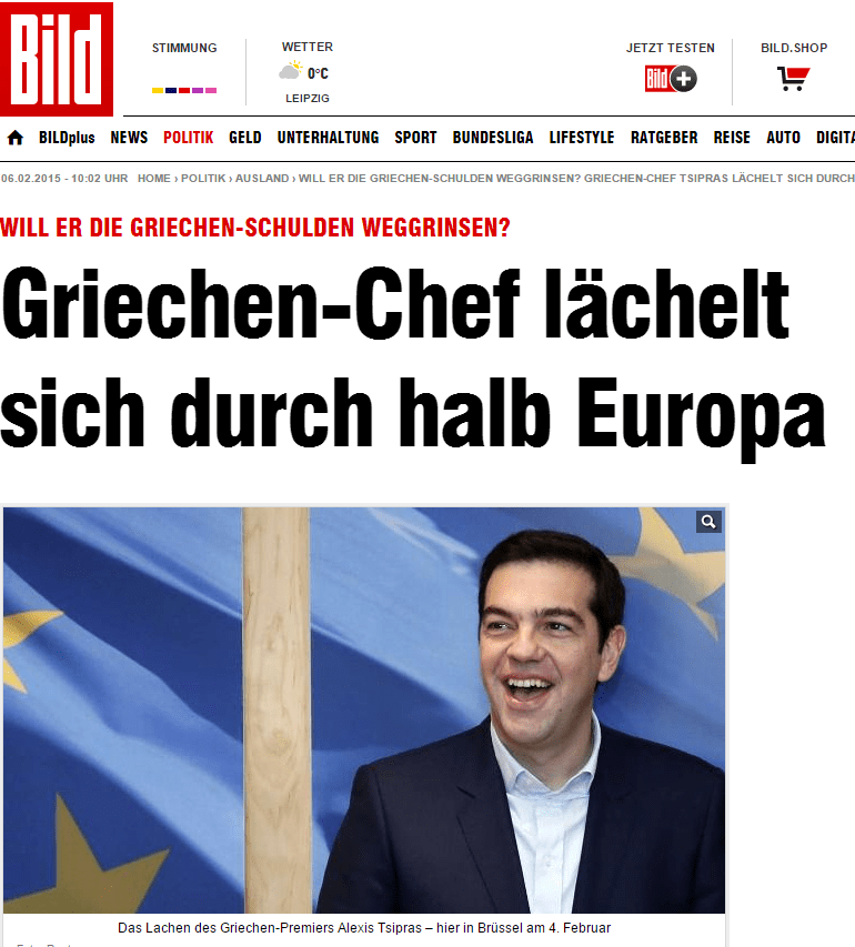 Επικριτική η Bild για Τσίπρα: Η χώρα του είναι χρεοκοπημένη και αυτός γελάει [εικόνες] | iefimerida.gr 0