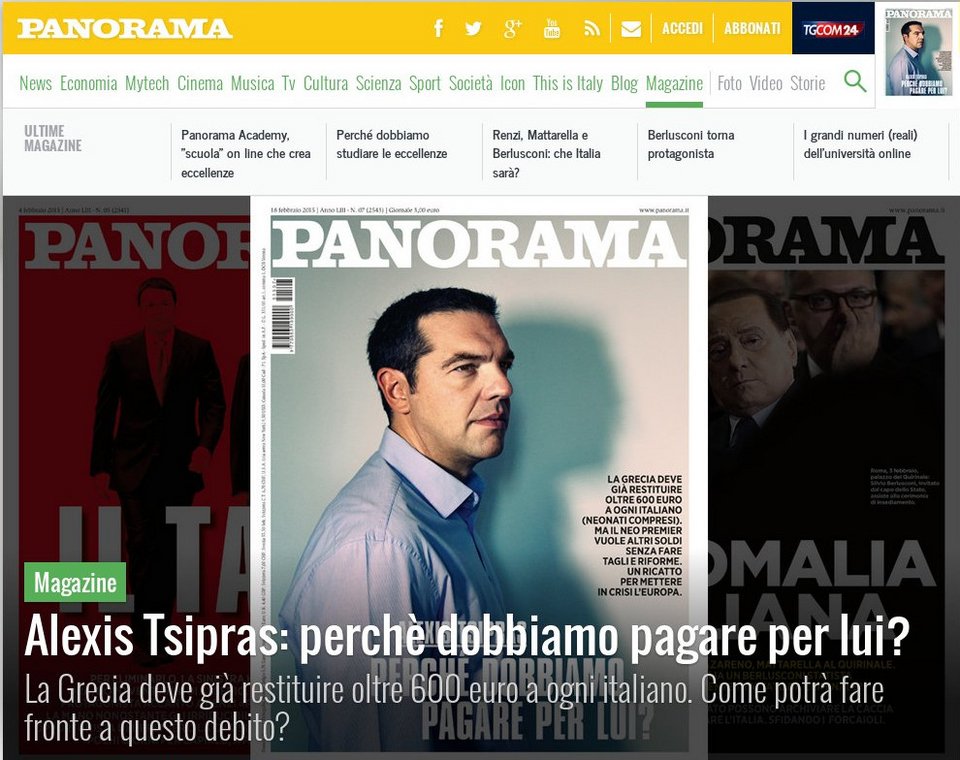 Επίθεση ιταλικού περιοδικού στον Αλέξη Τσίπρα: «Γιατί πρέπει να πληρώσουμε εμείς για εκείνον»; [εικόνες] | iefimerida.gr 0