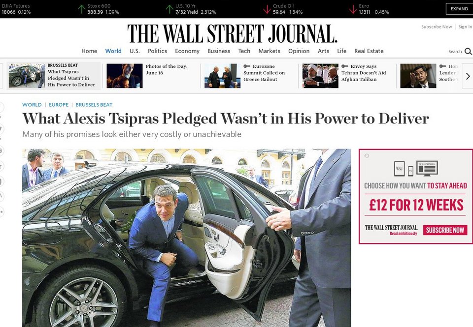 Wall Street Journal: Γιατί ο Τσίπρας θυμίζει γραφικό Ουρουγουανό πολιτικό του '50 | iefimerida.gr 1