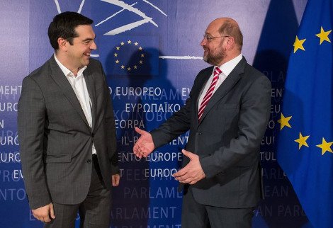 Χαρές και χαμόγελα Τσίπρα με Σουλτς και Φερχόφσταντ αλλά στηρίζει τον Γιούνκερ [εικόνες] | iefimerida.gr 0